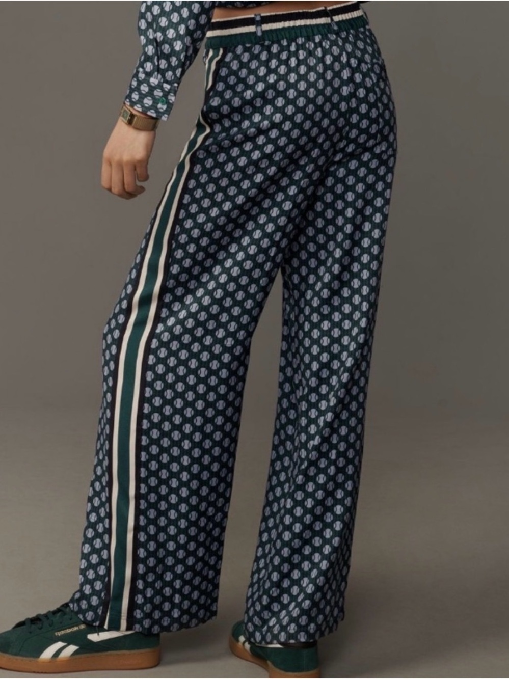 NWOT. Maeve Packable Tennis-Print Pull-On Track Pants
